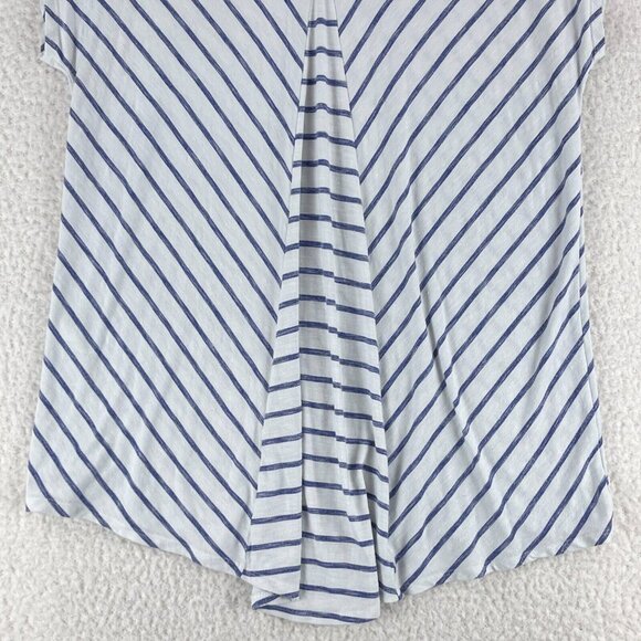 Chico's White Blue Striped Pullover Shirt Womens Stretch Short Sleeve Size Large - Picture 12 of 12